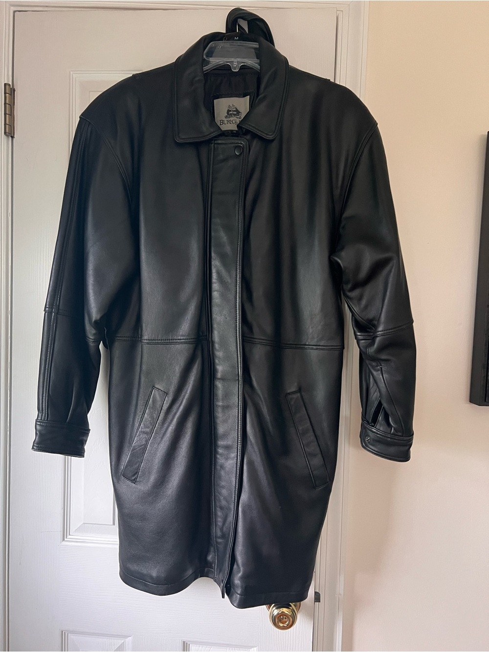 Burks Bay Black Leather Men's Overcoat Jacket